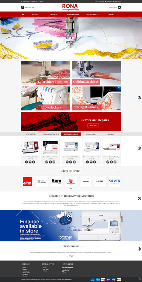 Rona Sewing Machines Responsive OpenCart Website