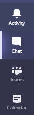 Click the Chat option in the top left corner of Teams homepage interface.