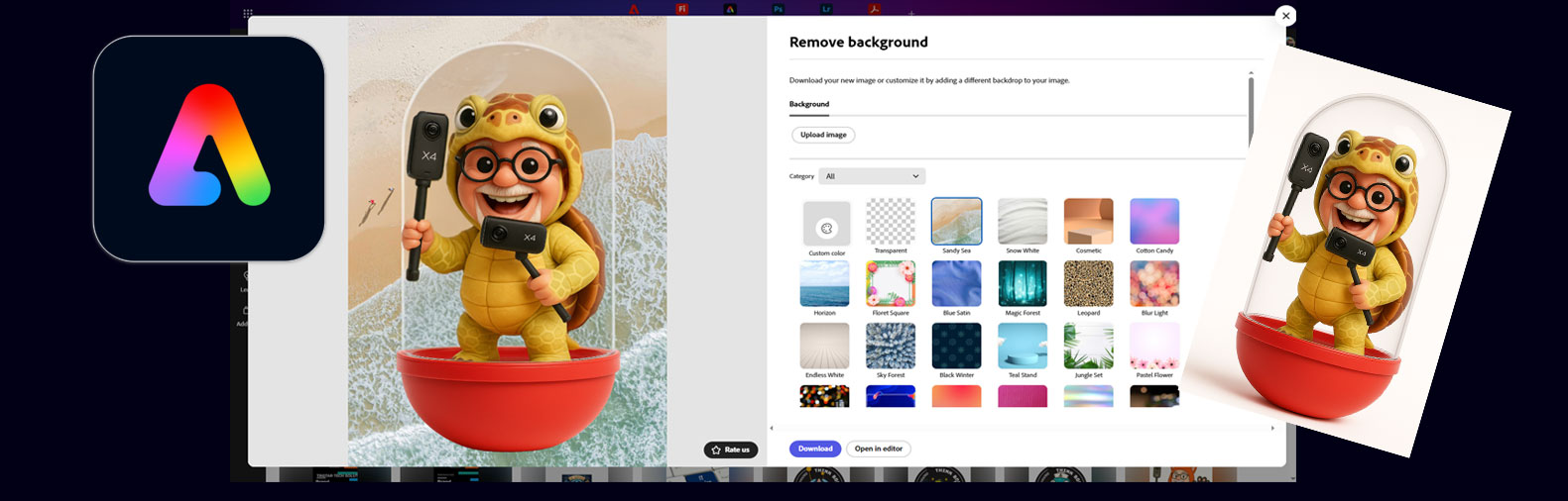 Using Adobe Express to remove background