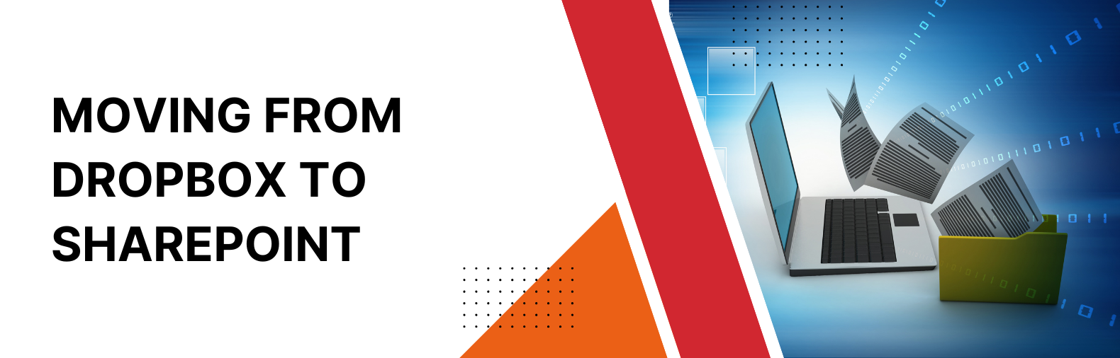 Dropbox to SharePoint migration illustration showing cloud file storage and Microsoft 365 document management